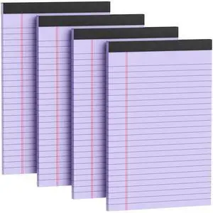 4 Pack Note Pads 5 x 8 Inch Purple Small Legal Pads 5 x 8 Colored Notepad 5 x 8 Perforated Writing Pads Lined Paper Pads College Ruled Pad Paper 30 Sheets Notebook for Study, To-Do Lists, Office 4 Pack Note Pads 5 x 8 Inch Purple Small Legal Pads 5 x 8 Colored Notepad 5 x 8 Perforated Writing Pads Lined Paper Pads College Ruled Pad Paper 30 Sheets Notebook for Study, To-Do Lists, Office