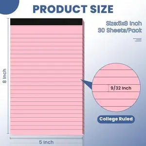 5pcs Small Note Pads, Colored Notepads 5x8 College Ruled Notebook, Writing Pads 5 x 8, Legal Pads, Pad Paper Perforate Notebooks for Work, Message, School, Office Supplies,30 Sheets/Pack 5pcs Small Note Pads, Colored Notepads 5x8 College Ruled Notebook, Writing Pads 5 x 8, Legal Pads, Pad Paper Perforate Notebooks for Work, Message, School, Office Supplies,30 Sheets/Pack