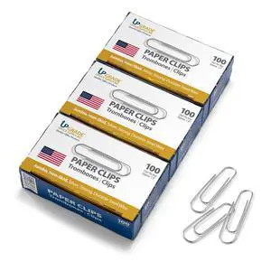 Jumbo Paper Clips, 300 Count, 3 Boxes of 100, Made in USA Jumbo Paper Clips, 300 Count, 3 Boxes of 100, Made in USA