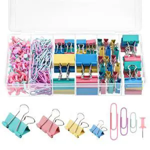 279 PCS Paper Clips and Binder Clips Set Assorted Sizes Colorful Metal Clips with Box for Office Home School Paperwork Notes Receipts 279 PCS Paper Clips and Binder Clips Set Assorted Sizes Colorful Metal Clips with Box for Office Home School Paperwork Notes Receipts