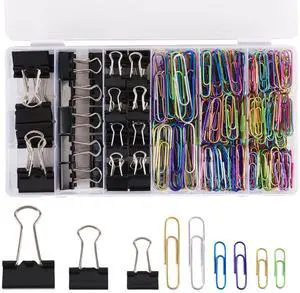 Colored Paper Clips and Black Binder Clips for Office Home School Supplies Colored Paper Clips and Black Binder Clips for Office Home School Supplies
