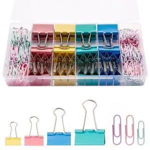 260PCS Colored Assorted Size Paper Clips and Binder Clips, Paperclips Large Medium Small, Binder Clip and Paper Clip Set for Home, School, and Office Supplies in a Container with Compartments 260PCS Colored Assorted Size Paper Clips and Binder Clips, Paperclips Large Medium Small, Binder Clip and Paper Clip Set for Home, School, and Office Supplies in a Container with Compartments