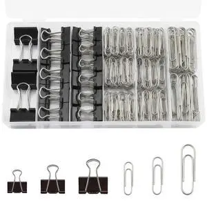 340Pcs Black Paper Clips and Binder Clips Assorted Sizes, Large Medium Small Binder Paper Clips Office Clips Office Supplies, Assorted Paper Clamps PaperClips for Home Office Supplies in a Container 340Pcs Black Paper Clips and Binder Clips Assorted Sizes, Large Medium Small Binder Paper Clips Office Clips Office Supplies, Assorted Paper Clamps PaperClips for Home Office Supplies in a Container