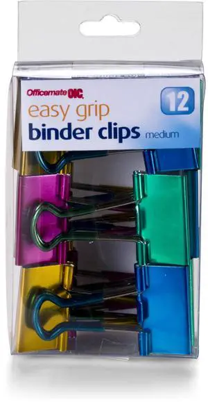 Easy Grip Medium Binder Clips, Assorted Metallic Colors, 12 Pack (31054) Easy Grip Medium Binder Clips, Assorted Metallic Colors, 12 Pack (31054)