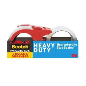Heavy Duty Shipping Packing Tape, Clear, Shipping and Packaging Supplies, 1.88 in. x 54.6 yd., 2 Tape Rolls with 1 Dispenser Heavy Duty Shipping Packing Tape, Clear, Shipping and Packaging Supplies, 1.88 in. x 54.6 yd., 2 Tape Rolls with 1 Dispenser