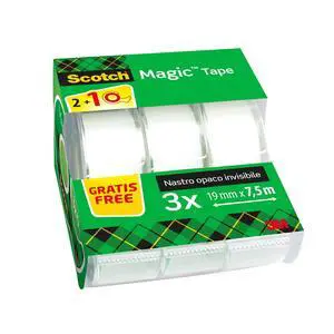 Magic Tape, Promo Pack, 2 Rolls on Handheld Dispenser + 1 Free, 19 mm x 7.5 m - General Purpose Sticky Tape for Document Repair, Labelling & Sealing Magic Tape, Promo Pack, 2 Rolls on Handheld Dispenser + 1 Free, 19 mm x 7.5 m - General Purpose Sticky Tape for Document Repair, Labelling & Sealing