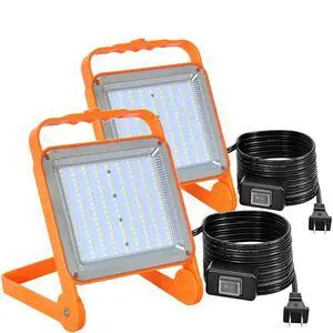2-Pack 50W Super Bright LED Work Light - 8,000LM (500W Equivalent), IP65 Waterproof, 10ft Heavy Duty Cord, 5000K Daylight, Adjustable Flood Lights for Workshop, Garage, Construction Site 2-Pack 50W Super Bright LED Work Light - 8,000LM (500W Equivalent), IP65 Waterproof, 10ft Heavy Duty Cord, 5000K Daylight, Adjustable Flood Lights for Workshop, Garage, Construction Site