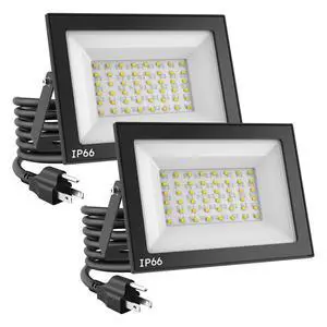 LED Flood Lights Outdoor (2-Pack) 50W, Super Bright 9000 Lumens Each, IP66 Waterproof 6500K Daylight White Security Light for Garage, Backyard, Yard, Garden, Lawn LED Flood Lights Outdoor (2-Pack) 50W, Super Bright 9000 Lumens Each, IP66 Waterproof 6500K Daylight White Security Light for Garage, Backyard, Yard, Garden, Lawn