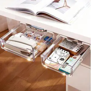 2 Pack Under Desk Storage Drawers Slide Out-Drill-On or Self-Adhesive,Large&Medium Drawer Under Desk Organizer Under Table Drawer for Home Office School Organization and Storage 2 Pack Under Desk Storage Drawers Slide Out-Drill-On or Self-Adhesive,Large&Medium Drawer Under Desk Organizer Under Table Drawer for Home Office School Organization and Storage