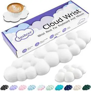 Cloud Wrist Rest Keyboard, Cloud Keyboard Wrist Pad Set with PU Leather Memory Foam, Cute Arm Rest for Palm Support, PC/Gaming Desk Accessories/Office Setup/Computer Hand Cushion - White Cloud Wrist Rest Keyboard, Cloud Keyboard Wrist Pad Set with PU Leather Memory Foam, Cute Arm Rest for Palm Support, PC/Gaming Desk Accessories/Office Setup/Computer Hand Cushion - White