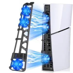 PS5 Slim Cooling Fan with LED Light, Adjustable Speed (3 Mode), USB 3.0 Port, Silent Enhanced Cooling Fan Compatible with PS5 Slim Disc & Digital - Black PS5 Slim Cooling Fan with LED Light, Adjustable Speed (3 Mode), USB 3.0 Port, Silent Enhanced Cooling Fan Compatible with PS5 Slim Disc & Digital - Black