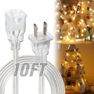10 FT Clear Extension Cord - Male to Female Invisible Indoor 2 Prong Power Cable, Thin Extension Cord, UL-Certified, 2 x 18 AWG 250V 6A 10 FT Clear Extension Cord - Male to Female Invisible Indoor 2 Prong Power Cable, Thin Extension Cord, UL-Certified, 2 x 18 AWG 250V 6A