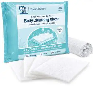 Just-Add-Water Hygiene Kit No-Rinse Body Wash Cloths with Included Towel | Portable On-the-Go Pocket Shower for Camping, Travel, Gym, Backpacking & Emergencies | 1 Kit Just-Add-Water Hygiene Kit No-Rinse Body Wash Cloths with Included Towel | Portable On-the-Go Pocket Shower for Camping, Travel, Gym, Backpacking & Emergencies | 1 Kit