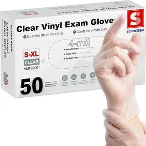 Medical Vinyl Exam Disposable Gloves Latex Free, 4 Mil, Small | Powder free, clear, Food Safe, Cleaning, Exam, Cooking, Food Prep, Comfortable Fit, Ambidextrous, Unisex, 50 ct Medical Vinyl Exam Disposable Gloves Latex Free, 4 Mil, Small | Powder free, clear, Food Safe, Cleaning, Exam, Cooking, Food Prep, Comfortable Fit, Ambidextrous, Unisex, 50 ct