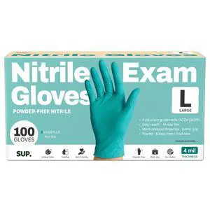 Powder-Free Nitrile Exam Gloves, 100 Count Food Safe Latex-Free Disposable Gloves for Medical Cooking Cleaning Food Prep, Teal (Large) Powder-Free Nitrile Exam Gloves, 100 Count Food Safe Latex-Free Disposable Gloves for Medical Cooking Cleaning Food Prep, Teal (Large)
