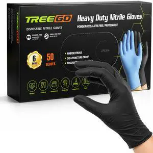 Black Nitrile Disposable Gloves, Medium, 6 Mil, 50 Count | Powder Free, Latex Free, 510(k) Cleared, 6 Mil Disposable Gloves for Mechanic, Cleaning & Food Service Black Nitrile Disposable Gloves, Medium, 6 Mil, 50 Count | Powder Free, Latex Free, 510(k) Cleared, 6 Mil Disposable Gloves for Mechanic, Cleaning & Food Service