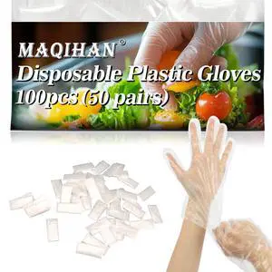 100Pcs Plastic Gloves Disposable - Plastic Food Safe Handling Glove | Food Prep Service Gloves, Latex-free Cooking Gloves for Food Prep, Food Service, Hair Dye, Individual Packaged, 50 Pairs 100Pcs Plastic Gloves Disposable - Plastic Food Safe Handling Glove | Food Prep Service Gloves, Latex-free Cooking Gloves for Food Prep, Food Service, Hair Dye, Individual Packaged, 50 Pairs