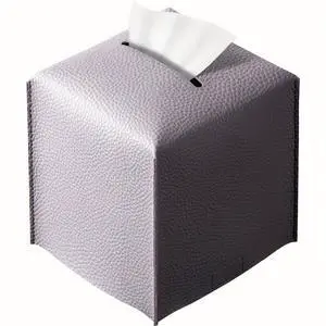 Square Tissue Box Cover, Pu Leather Tissue Box Holder with Bottom Belt Modern Stylish Tissue Box Organizer for Bathroom, Bedroom, Hotel, Office Desk 5"X5"X5" Square Tissue Box Cover, Pu Leather Tissue Box Holder with Bottom Belt Modern Stylish Tissue Box Organizer for Bathroom, Bedroom, Hotel, Office Desk 5"X5"X5"