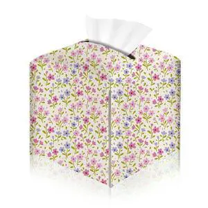 Floral Tissue Box Cover, Tissue Box Holder for Home, Office, 5x5IN Floral Tissue Box Cover, Tissue Box Holder for Home, Office, 5x5IN