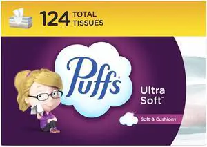 Facial Tissues Ultra Soft, 1 Rectangle Box, 124 Facial Tissues per Box, Allergies and Colds (Packaging May Vary) Facial Tissues Ultra Soft, 1 Rectangle Box, 124 Facial Tissues per Box, Allergies and Colds (Packaging May Vary)