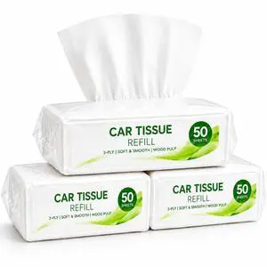 Car Tissue Refills -Tissue Refills Paper for Car Tissue Holder | 4 Packs 200 Sheets, 3-Ply Soft Absorbent and Lint-Free, Ideal for Commuting, Travel, Fits Most Vehicle Organizers Car Tissue Refills -Tissue Refills Paper for Car Tissue Holder | 4 Packs 200 Sheets, 3-Ply Soft Absorbent and Lint-Free, Ideal for Commuting, Travel, Fits Most Vehicle Organizers