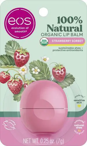 100% Natural & Organic Lip Balm- Strawberry Sorbet, 0.25 oz 100% Natural & Organic Lip Balm- Strawberry Sorbet, 0.25 oz