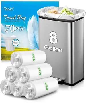 8 Gallon 70 Counts Unscented Clear Medium Trash Bags, 30L Thick Bin Liners, Fit 610 Gallon Waste Baskets, Small Plastic Garbage Bags for Bathroom, Home, Office & Car 8 Gallon 70 Counts Unscented Clear Medium Trash Bags, 30L Thick Bin Liners, Fit 610 Gallon Waste Baskets, Small Plastic Garbage Bags for Bathroom, Home, Office & Car
