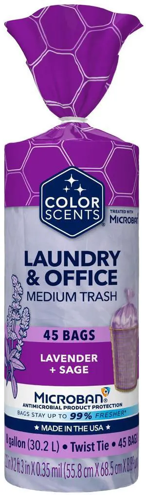 8 Gallon Trash Bags Twist Tie 45 Count Lavender + Sage 8 Gallon Trash Bags Twist Tie 45 Count Lavender + Sage
