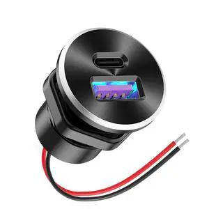 Mini 12V USB Outlet Aluminum Car Charger with PD30W and QC 18W Ports, 22mm Diameter Flush-Mounted Pre-Wired Cigarette Lighter Replacement Charger Socket for Car Boat RV Truck Motorcycle, etc. Mini 12V USB Outlet Aluminum Car Charger with PD30W and QC 18W Ports, 22mm Diameter Flush-Mounted Pre-Wired Cigarette Lighter Replacement Charger Socket for Car Boat RV Truck Motorcycle, etc.