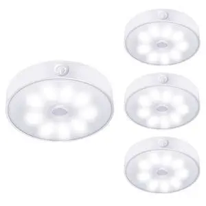 4 Pack Motion Sensor Puck Lights Indoor LED Closet Lights USB Rechargeable Battery Powered Night Light 9LEDs 6000k Dimmable Under Cabinet Light Stick-on for Pantry Bedroom Kitchen (Cool White) 4 Pack Motion Sensor Puck Lights Indoor LED Closet Lights USB Rechargeable Battery Powered Night Light 9LEDs 6000k Dimmable Under Cabinet Light Stick-on for Pantry Bedroom Kitchen (Cool White)