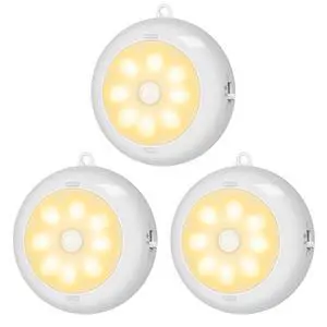 3.3 Motion Sensor Light Indoor AA Battery Powered, Under Cabinet Lighting Battery Operated, Magnetic Stick on LED Puck Nights Lights for Kitchen, Wall, Stair, Dimmable, 3000K Warm White (3 Pack) 3.3 Motion Sensor Light Indoor AA Battery Powered, Under Cabinet Lighting Battery Operated, Magnetic Stick on LED Puck Nights Lights for Kitchen, Wall, Stair, Dimmable, 3000K Warm White (3 Pack)