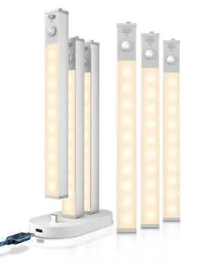 6 Pack Led Under Cabinet Lights Wireless with Charging Station, 7 Rechargeable Motion Sensor Light Indoor, Dimmable Closet Lights for Cabinets, Bookshelf, Stair, Hallway Warm White 6 Pack Led Under Cabinet Lights Wireless with Charging Station, 7 Rechargeable Motion Sensor Light Indoor, Dimmable Closet Lights for Cabinets, Bookshelf, Stair, Hallway Warm White
