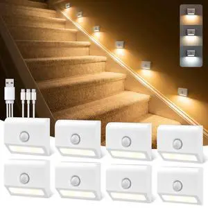 Rechargeable Motion Sensor Night Light, 3 Colors Temperature Stair Lights Indoor, Magnetic Portable Battery Night Light with Light Sensor for Hallway Bathroom Bedroom Closet White 8 Pack Rechargeable Motion Sensor Night Light, 3 Colors Temperature Stair Lights Indoor, Magnetic Portable Battery Night Light with Light Sensor for Hallway Bathroom Bedroom Closet White 8 Pack