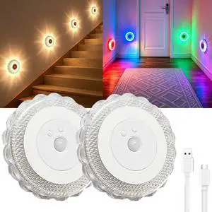 2 Pack Motion Sensor Step Night Light,Indoor Stair Light-RGB and Warm White Magnetic Induction Wall Light,Rechargeable LED Color Changing Sensor Light,Suitable for Bedroom,Hallway,Bathroom,Stairs 2 Pack Motion Sensor Step Night Light,Indoor Stair Light-RGB and Warm White Magnetic Induction Wall Light,Rechargeable LED Color Changing Sensor Light,Suitable for Bedroom,Hallway,Bathroom,Stairs