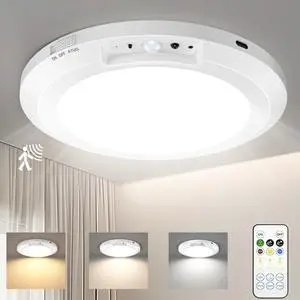 Rechargeable Ceiling Light with Motion Sensor: Battery Operated LED Closet Light with Remote & Timing - Wireless Dimmable Magnetic Mount Shower Lamp for Bathroom/Stairs/Garage/Hallway Rechargeable Ceiling Light with Motion Sensor: Battery Operated LED Closet Light with Remote & Timing - Wireless Dimmable Magnetic Mount Shower Lamp for Bathroom/Stairs/Garage/Hallway