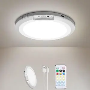Rechargeable Motion Sensor Ceiling Light Indoor Outdoor w/Remote, 7.08 Inch Battery Operated Flush Mount Ceiling Light 3000K 4000K 6000K 400LM Dimmable for Closet Hallway Laundry Stairs (1) Rechargeable Motion Sensor Ceiling Light Indoor Outdoor w/Remote, 7.08 Inch Battery Operated Flush Mount Ceiling Light 3000K 4000K 6000K 400LM Dimmable for Closet Hallway Laundry Stairs (1)