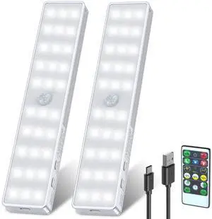 LED Closet Light, 30LEDs Dimmer USB Rechargeable Motion Sensor Light Under Cabinet Lighting with Remote Control, Wireless Stick-Anywhere Night Safe Light Bar for Wardrobe,Kitchen-2 Pcs LED Closet Light, 30LEDs Dimmer USB Rechargeable Motion Sensor Light Under Cabinet Lighting with Remote Control, Wireless Stick-Anywhere Night Safe Light Bar for Wardrobe,Kitchen-2 Pcs