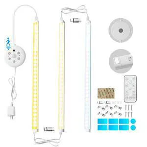 LED Cabinet Lights Bar with Motion Sensor, Dimmable Brightness and Color, IR Remote, Ultra Thin Strips Lighting Magnetic Mounting for Kitchen,Bookshelf,Closet 3Pack LED Cabinet Lights Bar with Motion Sensor, Dimmable Brightness and Color, IR Remote, Ultra Thin Strips Lighting Magnetic Mounting for Kitchen,Bookshelf,Closet 3Pack