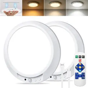 2 Pack Rechargeable Ceiling Light with Remote, 8000mAh Battery Operated Motion Sensor Shower Light, No Wiring Magnetic LED Overhead Lighting, 3 Colors & Dimmable, Timer for Closet Shed Hallway Pantry 2 Pack Rechargeable Ceiling Light with Remote, 8000mAh Battery Operated Motion Sensor Shower Light, No Wiring Magnetic LED Overhead Lighting, 3 Colors & Dimmable, Timer for Closet Shed Hallway Pantry
