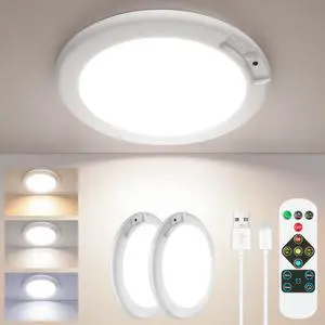 2-Pack Rechargeable Motion Sensor LED Ceiling Light with Remote, Wireless Battery Operated 3CCT Dimmable Closet Lights for Shower Pantry 2-Pack Rechargeable Motion Sensor LED Ceiling Light with Remote, Wireless Battery Operated 3CCT Dimmable Closet Lights for Shower Pantry