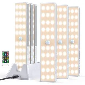 LED Closet Light with Charging Station, 6 Pcs 30LEDs Rechargeable Motion Sensor Under Cabinet Lighting, Stick-Anywhere Night Safe Light Bar for Wardrobe,Kitchen-Warm White LED Closet Light with Charging Station, 6 Pcs 30LEDs Rechargeable Motion Sensor Under Cabinet Lighting, Stick-Anywhere Night Safe Light Bar for Wardrobe,Kitchen-Warm White
