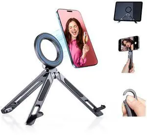 Magnetic Tripod for iPhone iPad, 2-in-1 Portable Phone Stand with Carabiner for Travel Gym, Selfie Stick Tablet Holder Strong Magnet Quick Mount Compatible with iPhone 17 16 15 14 13 12 iPad Series Magnetic Tripod for iPhone iPad, 2-in-1 Portable Phone Stand with Carabiner for Travel Gym, Selfie Stick Tablet Holder Strong Magnet Quick Mount Compatible with iPhone 17 16 15 14 13 12 iPad Series