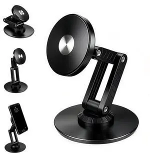Magnetic Metal Phone Stand, 360° Swivel with Weighted Base, Multi-Angle Adjustable, Super Light Portable Hands-Free Holder for Most Smartphones Desk Bedroom (Black) Magnetic Metal Phone Stand, 360° Swivel with Weighted Base, Multi-Angle Adjustable, Super Light Portable Hands-Free Holder for Most Smartphones Desk Bedroom (Black)