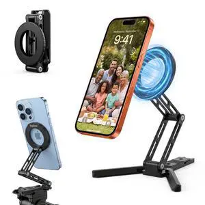 for Magsafe Phone Stand & Tripod Adapter, Aluminum iPhone Mount with Arca-Swiss Base,1/4" Thread Foldable Desktop Stand & Selfie Stick Grip, Compatible with iPhone 17/16...Andriod for Magsafe Phone Stand & Tripod Adapter, Aluminum iPhone Mount with Arca-Swiss Base,1/4" Thread Foldable Desktop Stand & Selfie Stick Grip, Compatible with iPhone 17/16...Andriod