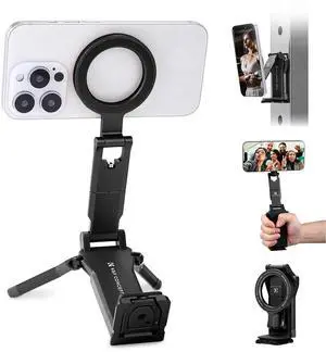 360° Rotating Magnetic Phone Tripod, 4-in-1 Portable Aluminum Magnetic Tripod for iPhone 17/16/15/14 Pro Max, Phone Stand Fits Vlog, Gym, Travel Accessories, Black 360° Rotating Magnetic Phone Tripod, 4-in-1 Portable Aluminum Magnetic Tripod for iPhone 17/16/15/14 Pro Max, Phone Stand Fits Vlog, Gym, Travel Accessories, Black