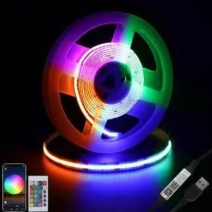 USB COB RGB LED Strip, 4.9ft High Density Plug in Tape Light, 5v Cuttable TV Backlight for Car, Cabinet, Computer, Bar, DIY Lighting USB COB RGB LED Strip, 4.9ft High Density Plug in Tape Light, 5v Cuttable TV Backlight for Car, Cabinet, Computer, Bar, DIY Lighting