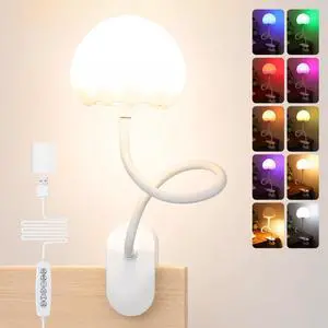 Clip on Bed Light, 3 Color Temperatures & 7 RGB Colors Desk Lamp with Clamp Clip on Bed Light, 3 Color Temperatures & 7 RGB Colors Desk Lamp with Clamp