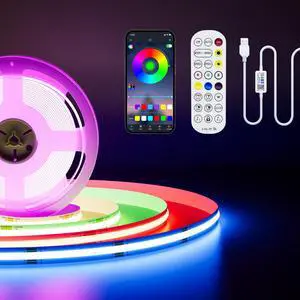 5V USB COB RGB LED Strip Light 9.84ft/3m Color Changing Light Strips,TV Backlight Multicolor Flexible Under Cabinet Tape Lights with Bluetooth Control for Bedroom,Kitchen,Home DIY Lighting 5V USB COB RGB LED Strip Light 9.84ft/3m Color Changing Light Strips,TV Backlight Multicolor Flexible Under Cabinet Tape Lights with Bluetooth Control for Bedroom,Kitchen,Home DIY Lighting