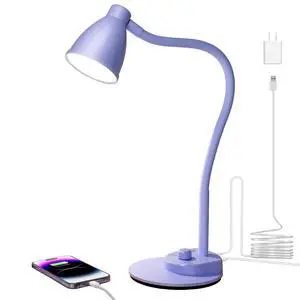 LED Desk Lamp with USB Charging Port, 3 Color Modes Dim, Lilac Purple LED Desk Lamp with USB Charging Port, 3 Color Modes Dim, Lilac Purple