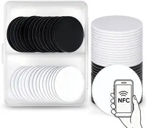 30 Pcs NFC Tags, 25mm NFC Stickers Cards with Adhesive Back, Blank Rewritable Programmable NFC Coin Cards, 504 Bytes Memory Compatible with Amiibo and NFC Enabled Phones 30 Pcs NFC Tags, 25mm NFC Stickers Cards with Adhesive Back, Blank Rewritable Programmable NFC Coin Cards, 504 Bytes Memory Compatible with Amiibo and NFC Enabled Phones